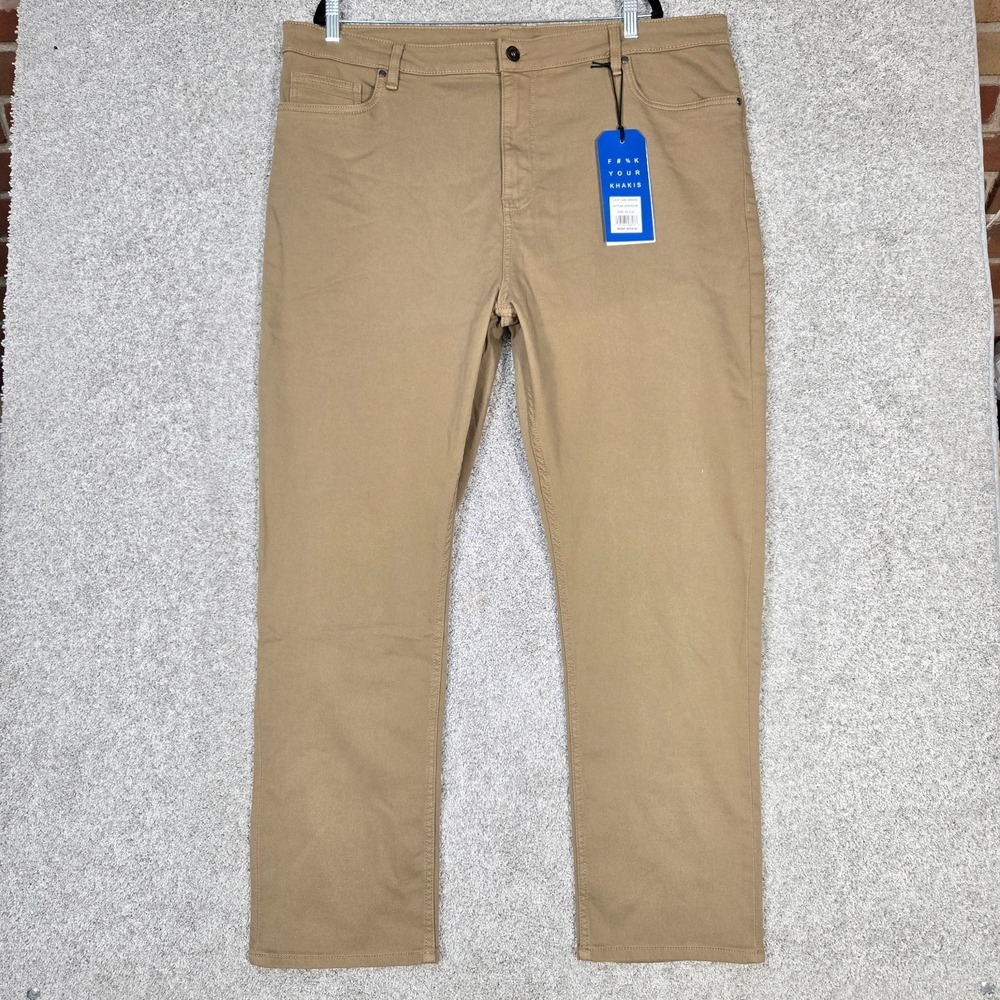 The Perfect Jean Pants DENKHAKI Men's 42x32 Slim Fit Beige Khaki Stretch‎ NEW